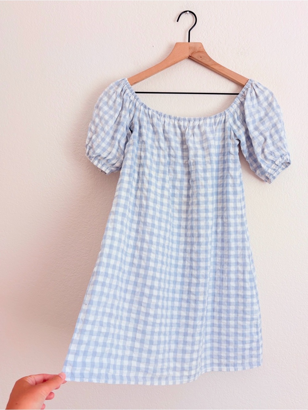 Reformation Gingham Puff Sleeve Mini Dress